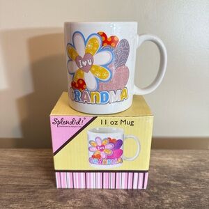 I love u Grandma Ceramic Coffee Tea Mug Floral Hearts 11 ounces